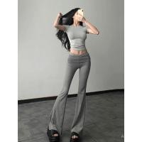 ราคา กางเกงเอวสูงลายลูกไม้ แบบย้อนยุค สไตล์ลำลองสำหรับผู้หญิง ทรงกระบอกบาน สีเทา เหมาะสำหรับสวมใส่ในฤดูใบไม้ร่วง (27641548995)