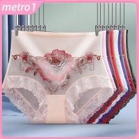 ราคา กางเกงชั้นในลูกไม้ลายดอกไม้วินเทจสำหรับผู้หญิง เอวสูง ยืดหยุ่น ระบายอากาศได้ดี กางเกงชั้นในผ้าตาข่ายโปร่ง สวมใส่สบาย ไซส์ใหญ่ metro1 (48450933526)