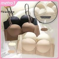 ราคา บราไร้สายแบบหัวเข็มขัดด้านหน้า สายสะพายไหล่แบบถอดได้ บราไร้โครง บรากันลื่นดันทรง บราผู้หญิง metro1 (46450786263)