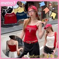 ราคา เสื้อกล้ามครอปผ้าถักแบบมีขอบสำหรับผู้หญิง เสื้อกล้ามทรงเข้ารูป สายเดี่ยวปรับได้ เสื้อนอกแขนกุดลำลองสำหรับฤดูร้อน metro1 (44750811275)