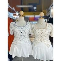 ราคา Maharani เสื้อฉลุสาวอวบแขนตุ๊กตา อก40 44 T122เสื้อฉลุW (40402696808)