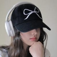 ราคา BEINIAN สีขาวโบว์เบสบอลหมวกผู้หญิงนุ่มด้านบนหัวใหญ่เส้นรอบวง Niche Design Cap (43013611194)