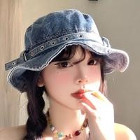 ราคา BEINIAN ฤดูใบไม้ผลิฤดูใบไม้ร่วงล้าง Denim Bucket หมวกหญิงญี่ปุ่น Retro หัวใหญ่เส้นรอบวงบังแดด Sun หมวก (42110460450)