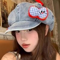 ราคา BEINIAN Niche Apple Button Cowboy Beret สไตล์เกาหลีหวานน่ารัก All Match Cloud หมวกแปดเหลี่ยม (41268574437)