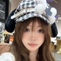 ราคา BEINIAN y2k Home Puppy Original Bones Asian Culture Beret ฤดูใบไม้ร่วงฤดูหนาวลายสก๊อตน่ารัก Retro แปดเหลี่ยมหมวกหญิง (40760738169)