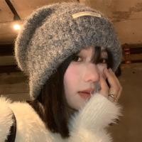ราคา อันนี้ สีเทาทําด้วยผ้าขนสัตว์หมวกผู้หญิงฤดูใบไม้ร่วงฤดูหนาวหลวมหัวใหญ่เส้นรอบวงตุ๊กตาถักกองหมวกใบหน้าเล็กๆอบอุ่นหมวกผ้าขน (40710457471)