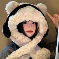 ราคา BEINIAN หูฟังหมีหมวกหญิงฤดูใบไม้ร่วงฤดูหนาวน่ารักตุ๊กตาหนาอบอุ่นเสื้อสวมหัวป้องกันหู Lei Feng หมวก (27441962651)