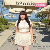 ราคา เสื้อครอปสาวอวบ น้องโบว์ คอกลม สกีนรีดทับได้ (25427258775)