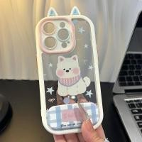 ราคา รูปแบบน่ารักพร้อมขาตั้งกระจกและหูฟัง 3D เคสโทรศัพท์ซิลิโคนโปร่งใสกันกระแทก ปกป้องโทรศัพท์ iPhone 16 15 14 13 12 11 Pro Max X XR XS max 14 15 16 plus (42403658576)