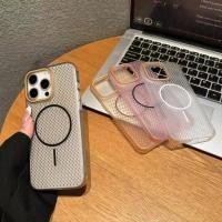 ราคา เคสโทรศัพท์แม่เหล็กระบายความร้อน PC รูปแบบรังผึ้ง บางเฉียบ สัมผัสเย็น ปกป้องโทรศัพท์ เข้ากันได้กับ iPhone 16 15 14 13 12 11 Pro Max X XR XS Max 14 15 16 Plus ระบายความร้อนสำหรับเล่นเกม (29487493816)