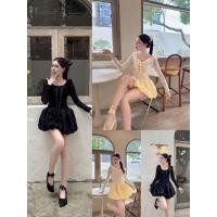 ราคา GOODLUCKSHOP GLS 92728 มินิเดรสสไตล์สาวเวียด ดีเทลกระโปรงบอลลูน ผ้าลูกไม้ยืดแต่งระบายช่วงคอ ทรงน่ารักมากกก (43407313721)
