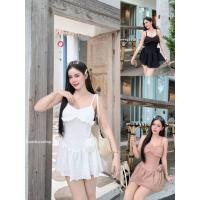 ราคา GOODLUCKSHOP GLS 44008 มินิเดรส ผ้าถักโครเชต์ สายเดี่ยวปรับความยาวได้นะคะ งานซิปหลัง ผ้าซับในทั้งตัว (41815331566)