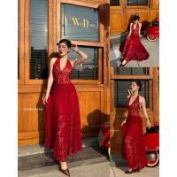 ราคา GOODLUCKSHOP GLS 5470 เดรสยาวผ้าลูกไม้ยืด ลุคนี้ดูสวยแพงมากก ทรงผูกคอโชว์หลัง เดรสผ้าลูกไม้ ผ้าลูกไม้ ผ้าลูกไม้ยืด (29574870503)