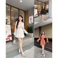 ราคา NEW 1041 ชุดเดรส เนื้อผ้าซีฟอง เนื้อหนา ซับใน กระโปรง กระดุมหน้า (29567096183)