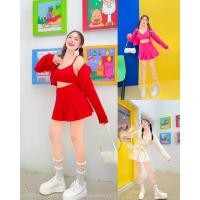 ราคา GOODLUCKSHOP GLS 0976 ลุคใสๆแบบไฮสคูล ผ้ายืดร่องใหญ่ เนื้อผ้านิ่มมากกก ดีเทล สายเดียวแต่งกระดุมหลัง (29017100209)