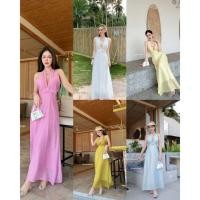 ราคา GOODLUCKSHOP GLS 2004 เดรสยาว ดีเทลคอวี ลึก ด้านหลังดึงยาง ชุดเที่ยวทะเล ชุดไปทะเล คาเฟ่ ชุดเที่ยวซัมเมอร์ (28277724572)