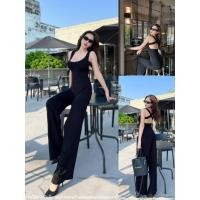 ราคา GOODLUCKSHOP GLS 6287 จั๊มสูทยาว ลุคall black ดีเทลด้านหลังมีสายไขว์โชว์แผ่นหลัง (27765408781)