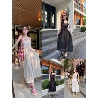 ราคา NEW 7819 ชุดเดรส มาใหม่ค่า เป็นผ้าลูกไม้ฉลุ ยืดค่า มีซับเป็นสีน้ำตาลอ่อน เอวยางยืด ช่วงเว้าข้าง สายผูกเชือกจร้า (26385672330)