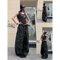 ราคา WSHOP WS 88133 JEANS กางเกงยีนส์ขายาว เอวสูง ลายทหาร ทรงบาเรลมี กระเป๋าด้านข้างและด้านหลัง (25446269238)