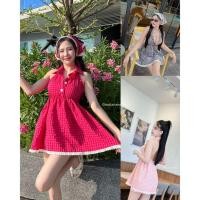 ราคา GOODLUCKSHOP GLS 3790 มินิเดรส คอปกเปิดหลัง แต่งชายลูกไม้ เพิ่มความหวาน กางเกงขาสั้นเข้าเซต แถมผ้า (24387563558)
