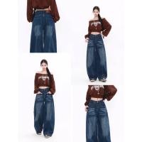 ราคา WSHOP WS 9036 JEANS กางเกงยีนส์เอวสูงทรงบราเรียลฟอกสีสียีนเข้ม ผ้าหนาทรงสวย (53651346175)