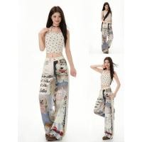 ราคา WSHOP WS 3628 JEANS กางเกงยีนส์เอวสูงขากระบอกสีขาวพิมพ์ลายน้องหมาด้านหน้าและด้านหลังน่ารักมาก (43869237451)