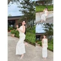 ราคา GOODLUCKSHOP GLS 74111 ชุดเดรส ผ้าถักโครเช ผ้าเนื้อดี ดีเทลเรียบสวยแบบคุณหนูคุณนาย (42122177098)