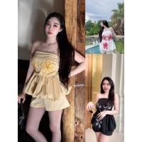 ราคา BK BRAND BK 12751 งานเซ็ตเกาะอกบอลลูนผ้าครัชปักดอกลายสก็อต งานเสริมฟองน้ำสม็อคหลัง (41618921673)