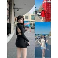 ราคา GOODLUCKSHOP GLS 816 มินิเดรส แขนยาว ดีเทลโชว์หลัง ทรงเข้ารูป ชุดเที่ยวทะเล ชุดไปทะเล คาเฟ่ ชุดเที่ยวซัมเมอร์ (23259774257)