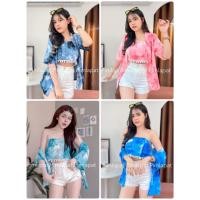 ราคา PIMLAPAT PLP 1030 ชุดเซท2ชิ้น เสื้อคลุมมาพร้อมเกาะอกด้านในแต่งตุ้มน่ารักมากค่ะ (25766689424)