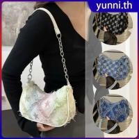 ราคา กระเป๋าผ้ายีนส์ฟอกสไตล์เรโทร กระเป๋าถือแฟชั่นสำหรับผู้หญิง แต่งพู่ลายตาราง กระเป๋าถือใต้วงแขน กระเป๋าสะพายข้างผู้หญิง ผ้าแคนวาสสีน้ำเงิน เรียบง่าย Yunni th (41620686583)
