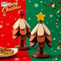 ราคา แผ่นรองกันร้อนต้นคริสต์มาส ไม้กันความร้อนแท้ ที่รองแก้ว ของตกแต่งบ้าน ของขวัญปีใหม่ (55900419078)