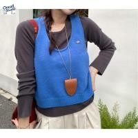 ราคา เสื้อแขนยาวสไตล์เกาหลีสำหรับผู้หญิงฤดูใบไม้ร่วง ออกแบบสีผสมได้ง่าย กั๊กถักสองชั้น (25747525724)