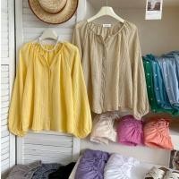 ราคา ฤดูร้อนแขนบอลลูนย้อนยุครีสอร์ทสไตล์ผ้าฝ้ายผ้าลินินครีมกันแดดเสื้อผู้หญิง (29526722042)