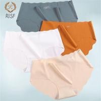 ราคา Undersell กางเกงชั้นในผ้าไหมน้ำแข็งเอวกลางไร้ตะเข็บสีพื้นสำหรับผู้หญิง กางเกงชั้นในขอบคลื่นนุ่มสบายไร้ตะเข็บ ServePro (49451356337)