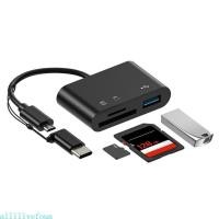 ราคา Allilivefoua เครื่องอ่านการ์ด TF 5 in 1 มัลติฟังก์ชั่น Type C USB MicroUSB มือถือ OTG HUB (46950992069)