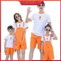 ราคา ชุดจั๊มสูท ชุดเสื้อเชิ้ต และกางเกงขาสั้น ลายน่ารัก สีส้ม สไตล์เกาหลี สําหรับครอบครัว ผู้ชาย (44851209555)