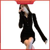 ราคา ข้อผิดพลาด ผู้หญิงมินิเดรส 2024 แฟชั่นสีทึบโปโลคอปกแขนยาวชุดลําลอง บอดี้คอน (44801139610)