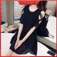ราคา Cod ชุดเดรสกระโปรง แขนสั้น เปิดไหล่ ผ้าชีฟอง ทรงเอ เอวสูง สีพื้น ขนาดใหญ่ สําหรับสตรี (40023043518)