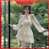 ราคา Gjcute ชุดเดรสสั้น แขนยาว เปิดไหล่ ผ้าชีฟอง สไตล์ฝรั่งเศส แฟชั่นฤดูใบไม้ร่วง WTD (28342395629)