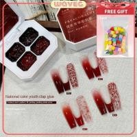 ราคา ซื้อ 1 แถม 1 ฟรี Hua Si Die Nail Art กาวติดเล็บสี่สี National Color Fang Hua Mini Pat กาวล้างฟรี กาวทาเล็บ National Style Practice สีแดง 2 5g WAVETH (27885044265)