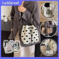 ราคา สินค้าพร้อมส่ง กระเป๋าถือผ้าแคนวาสสไตล์เกาหลีสำหรับผู้หญิง สไตล์ถัง กระเป๋าถือลายเชือกผูกเรียบง่าย LuckServeX (40115209991)