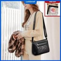 ราคา สินค้าพร้อมส่ง กระเป๋าสะพายไหล่แฟชั่นสำหรับผู้หญิง หนัง PU ขนาดใหญ่ สีดำ สำหรับคุณแม่ ไปงานปาร์ตี้และการเดินทาง LuckServeX (43410954379)