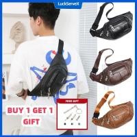 ราคา สินค้าพร้อมส่ง กระเป๋าหนังผู้ชายสไตล์วินเทจ กระเป๋าคาดเอวกันน้ำความจุขนาดใหญ่ แฟชั่น LuckServeX (29989329964)