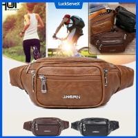 ราคา สต๊อกพร้อม COD HUIIUH กระเป๋าคาดเอวหนัง PU สำหรับผู้ชาย กระเป๋าหนังกันน้ำ พกพาสะดวก LuckServeX (24145926717)