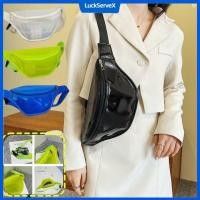 ราคา กระเป๋าสะพายไหล่ PVC กันน้ำยอดนิยม กระเป๋าสงกรานต์กันน้ำแฟชั่นเรียบง่าย กระเป๋าคาดเอวสีลูกกวาดลำลอง LuckServeX (27281284602)