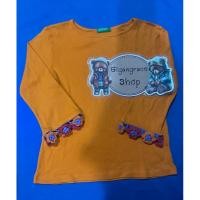 ราคา เสื้อแขนยาวแต่งด้วยงานถักดอกไม้ คอกลมของเด็กมือสอง สีส้ม Size 110 แบรนด์ Benetton ของแท้ สภาพ 85 (26263341643)