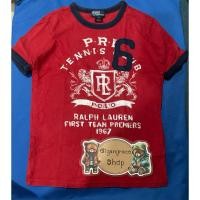 ราคา เสื้อยืดแขนสั้นคอกลมของเด็กมือสอง สีแดง Size 130 แบรนด์ Polo By Ralph Lauren ของแท้ สภาพ 85 (28111554412)
