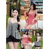 ราคา BK BRAND BK 79525 เซ็ตงานสายเดี่ยวผูกโบว์หน้าสายปรับได้ เสริมฟองน้ำ มาพร้อมกางเกงบอลลูนมีซับใน สุดน่ารัก (42600906507)