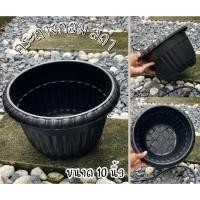 ราคา กระถางต้นไม้กลม กระถางโรมัน ขนาด 10นิ้ว สีดำ (43571797730)